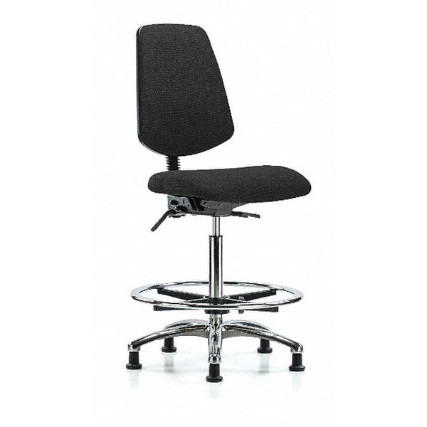 Fab Hi Bench Chair, Med, Bk, CF, Glds, Blk, Caster Type: Non-Marring Glides
