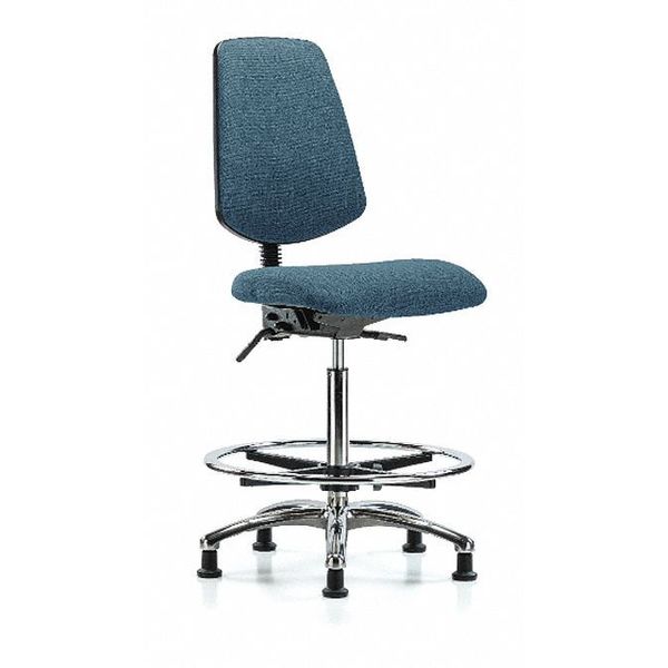 Fab Hi Bench Chair, Med, Bk, CF, Glds, Blu, Frame Material: Cast Aluminum