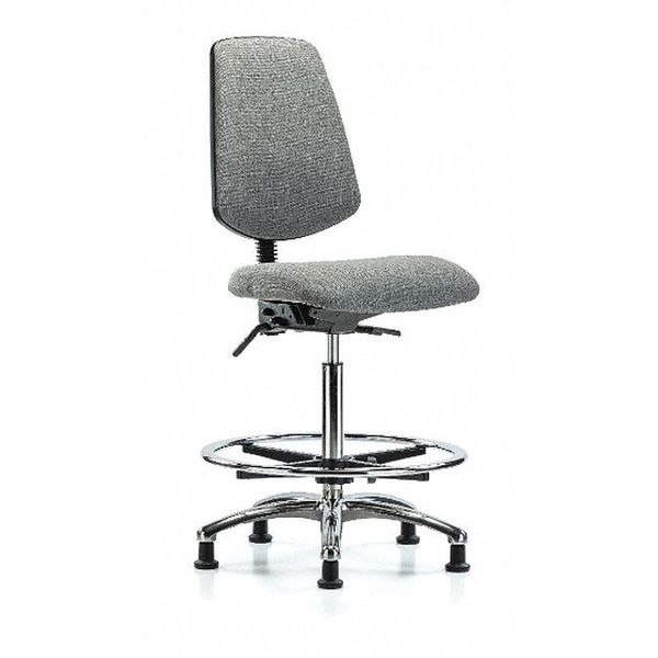 Fab Hi Bench Chair, Med, Bk, CF, Glds, Gry, Caster Type: Non-Marring Glides