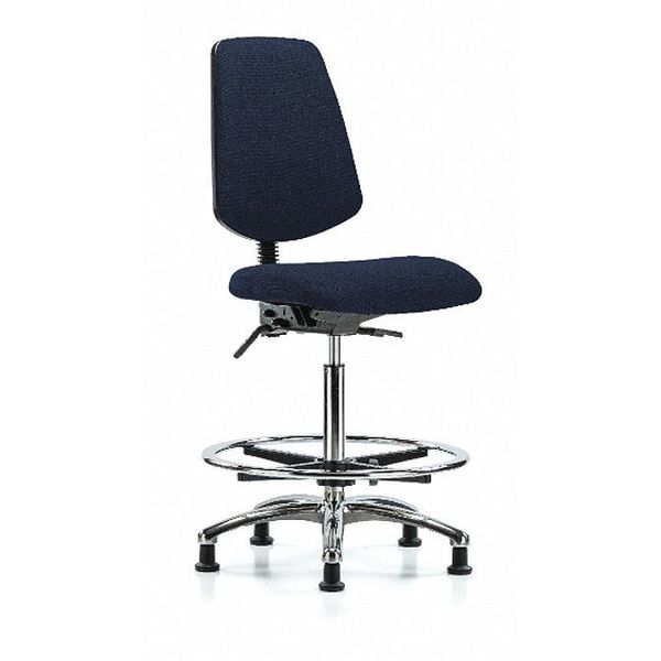 Fab Hi Bench Chair, Med, Bk, CF, Glds, Navy, Color: Dark Blue