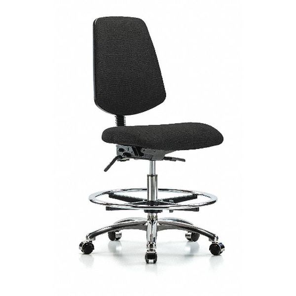 Fab Med Bench Chair, Bk, CF, Cast, Blk, Weight Capacity: 300 lb.