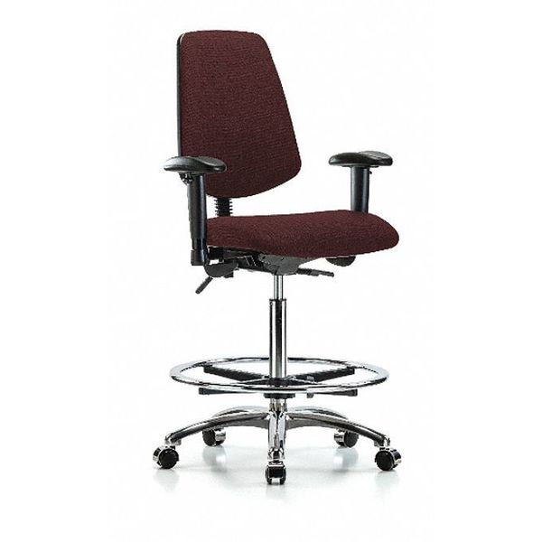 Fab Hi Bench Chair, Med, Bk, CF, Cast, Bur