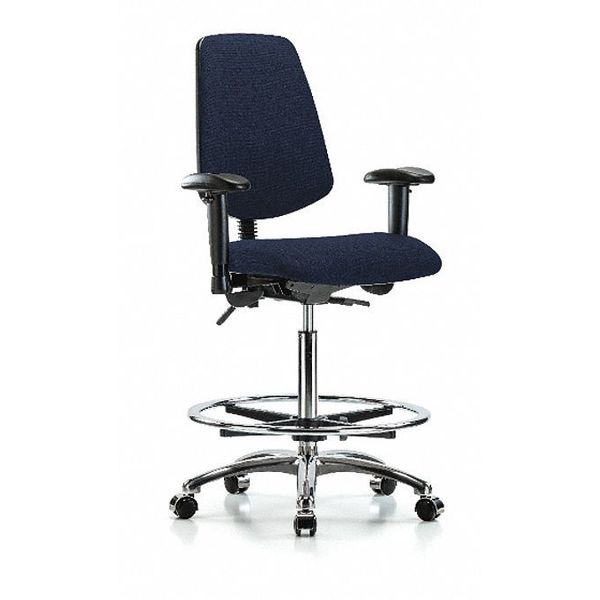 Fab Hi Bench Chair, Med, Bk, CF, Cast, Navy, Color: Dark Blue