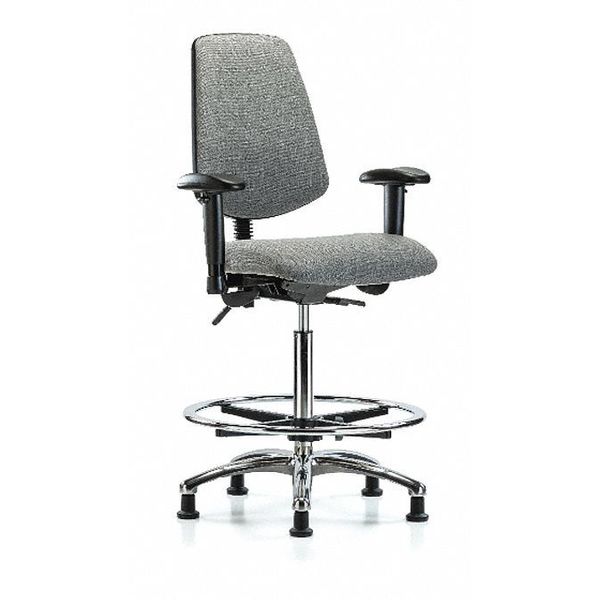 Fab Hi Bench Chair, Med, Bk, CF, Glds, Gry, Frame Material: Cast Aluminum