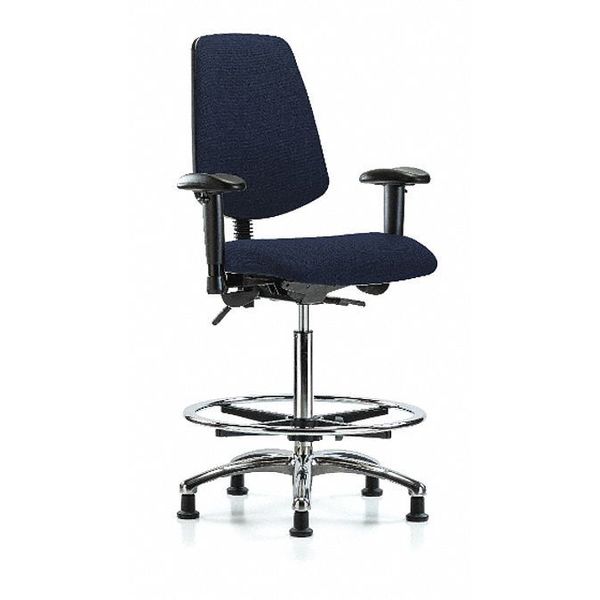Fab Hi Bench Chair, Med, Bk, CF, Glds, Navy, Frame Material: Cast Aluminum
