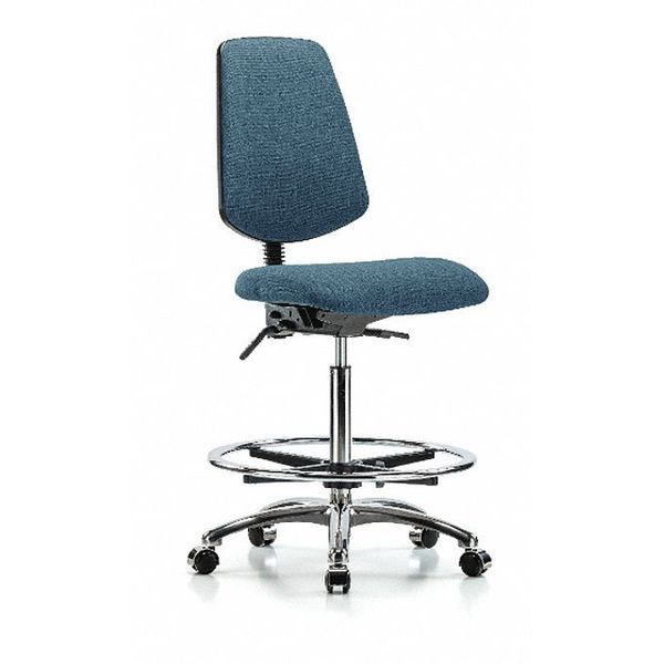 Fab Hi Bench Chair, Med, Bk, CF, Cast, Blu