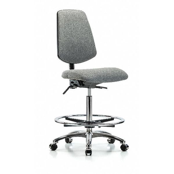 Fab Hi Bench Chair, Med, Bk, CF, Cast, Gry, Caster Type: Rolling