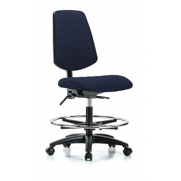 Fab Med Bench Chair, Bk, CF, Cast, Navy, Arm Style: No Arms
