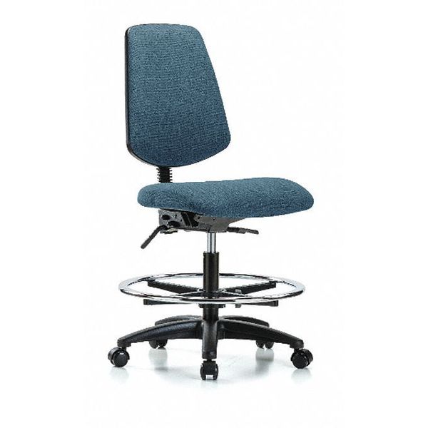Fab Med Bench Chair, Bk, CF, Cast, Blu, Caster Type: Rolling