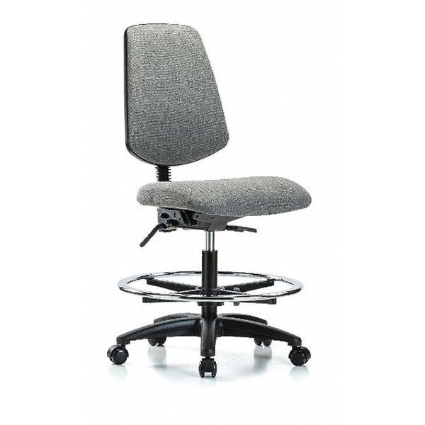 Fab Med Bench Chair, Bk, CF, Cast, Gry, Arm Style: No Arms