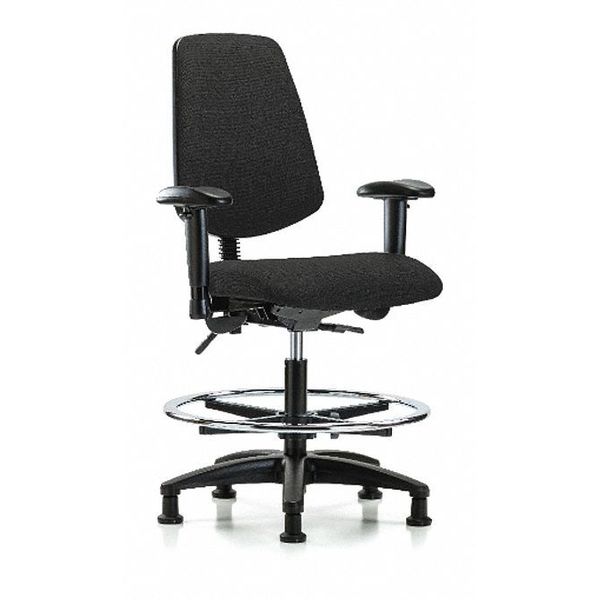 Fab Med Bench Chair, Bk, CF, Glds, Blk, Arm Style: 6-Way Adjustable