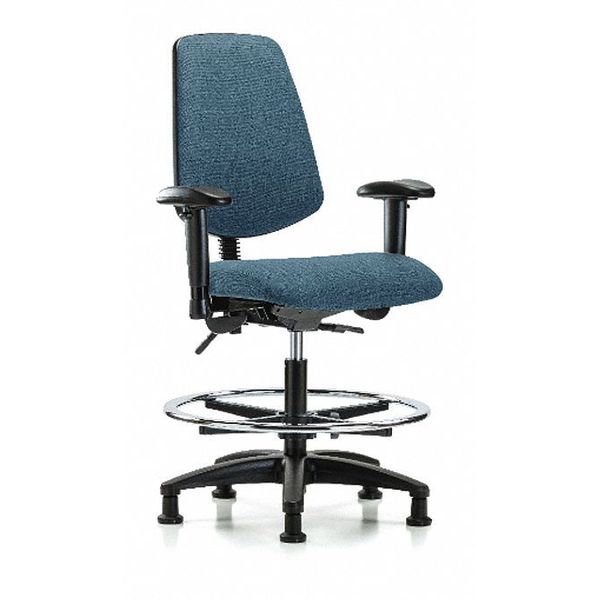 Fab Med Bench Chair, Bk, CF, Glds, Blu, Arm Style: 6-Way Adjustable