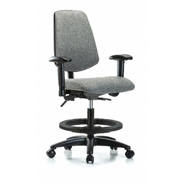 Fab Med Bench Chair, Bk, BF, Cast, Gry, Seat Height Range: 22