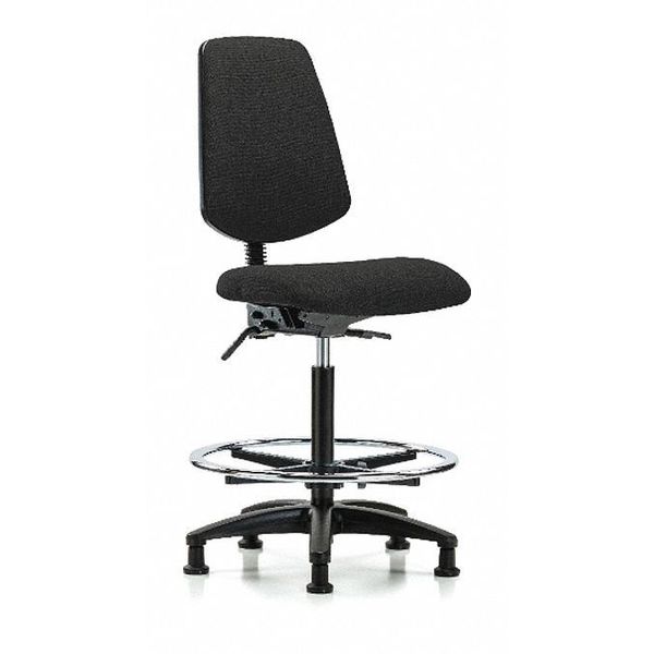 Fab Hi Bench Chair, Med, Bk, CF, Glides, Blk