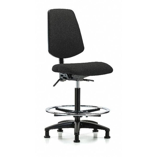 Fab Hi Bench Chair, Med, Bk, CF, Glds, Blk, Arm Style: No Arms