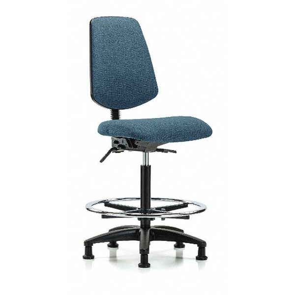 Fab Hi Bench Chair, Med, Bk, CF, Glds, Blu, Arm Style: No Arms