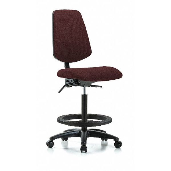 Fab Hi Bench Chair, Med, Bk, BF, Cast, Bur, Weight Capacity: 300 lb.
