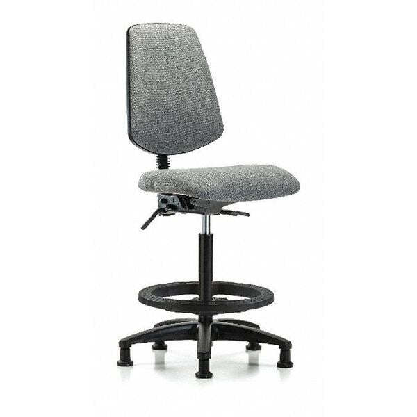 Fab Hi Bench Chair, Med, Bk, BF, Glides, Gry