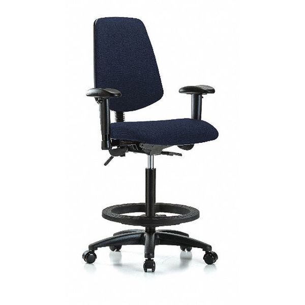 Fab Hi Bench Chair, Med, Bk, BF, Cast, Navy, Color: Dark Blue