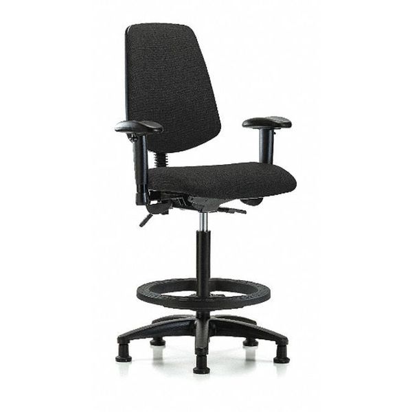 Fab Hi Bench Chair, Med, Bk, BF, Glds, Blk, Color: Black