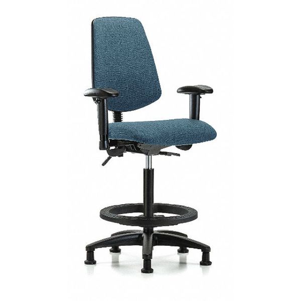 Fab Hi Bench Chair, Med, Bk, BF, Glds, Blu, Seat Height Range: 26