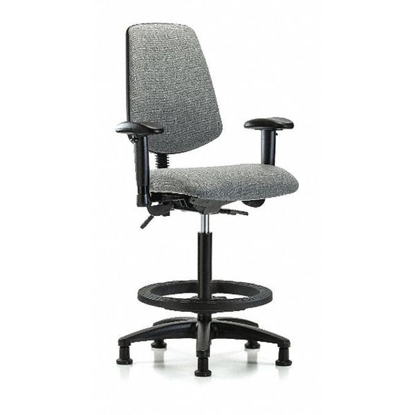 Fab Hi Bench Chair, Med, Bk, AA, BF, Glds, Gry