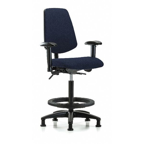 Fab Hi Bench Chair, Med, Bk, BF, Glds, Navy, Weight Capacity: 300 lb.