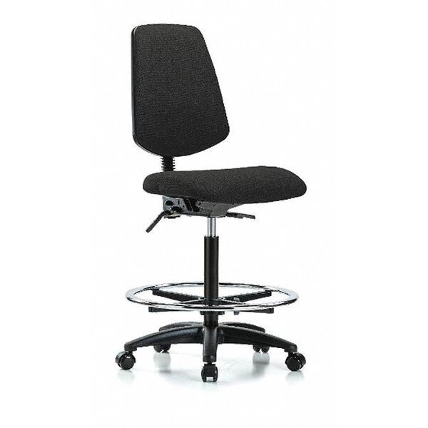 Fab Hi Bench Chair, Med, Bk, CF, Cast, Blk