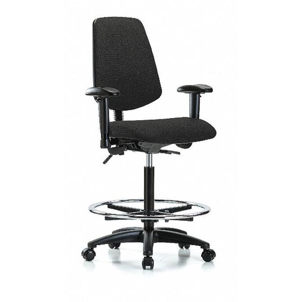 Fab Hi Bench Chair, Med, Bk, CF, Cast, Blk, Weight Capacity: 300 lb.