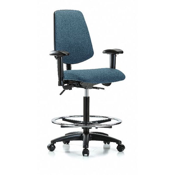 Fab Hi Bench Chair, Med, Bk, CF, Cast, Blu