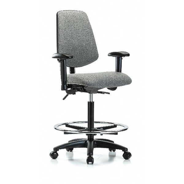 Fab Hi Bench Chair, Med, Bk, CF, Cast, Gry, Color: Grey