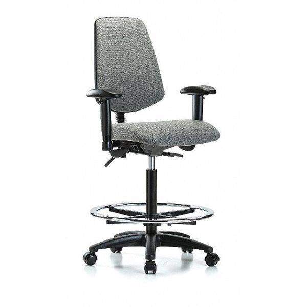 Fab Hi Bench Chair, Med, Bk, CF, Cast, Gry, Frame Material: Nylon Reinforced Fiberglass