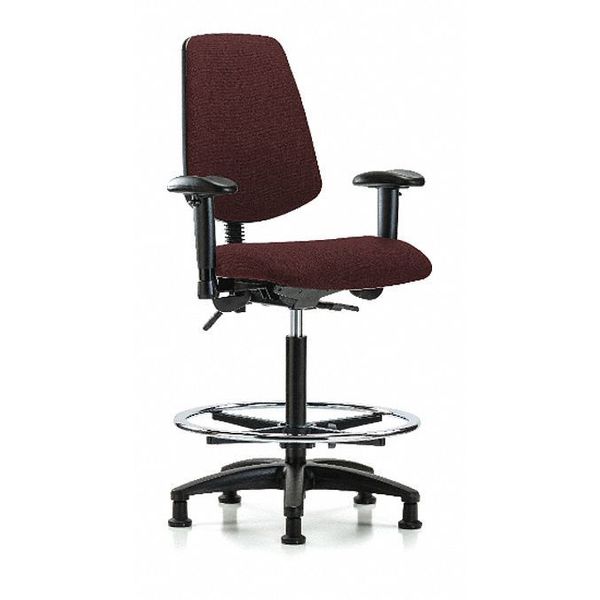 Fab Hi Bench Chair, Med, Bk, CF, Glds, Bur, Arm Style: 6-Way Adjustable