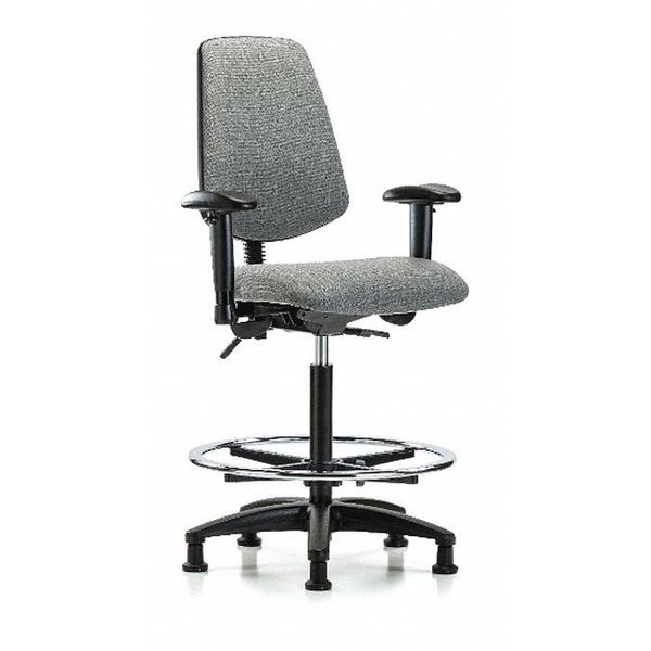 Fab Hi Bench Chair, Med, Bk, CF, Glds, Gry, Color: Grey