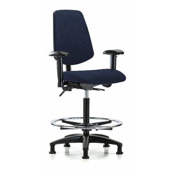 Fab Hi Bench Chair, Med, Bk, CF, Glds, Navy, Weight Capacity: 300 lb.