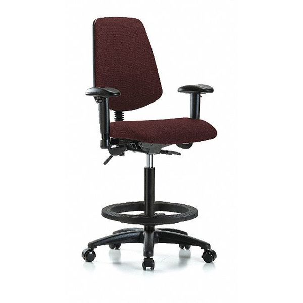Fab Hi Bench Chair, Med, Bk, BF, Cast, Bur, Seat Height Range: 26