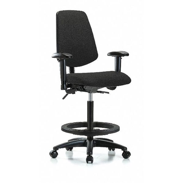 Fab Hi Bench Chair, Med, Bk, BF, Cast, Blk, Weight Capacity: 300 lb.