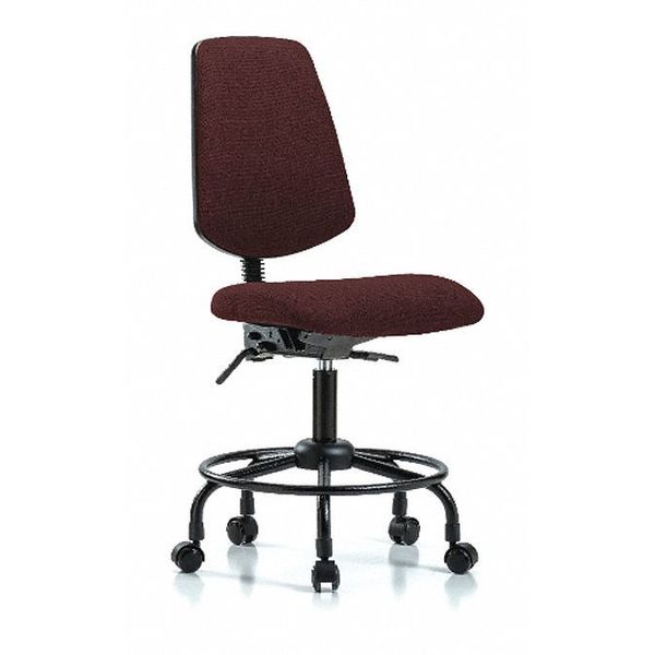Fab Med Bench Chair, Bk, RT, Cast, Bur, Seat Height Range: 24