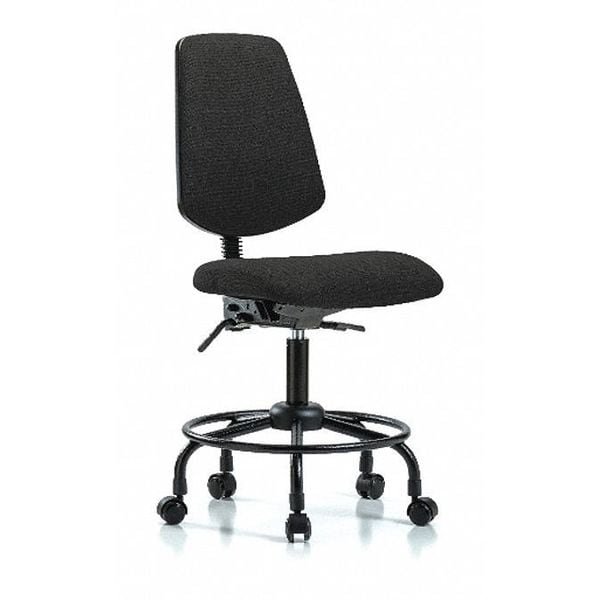 Fab Med Bench Chair, Bk, RT, Cast, Blk, Arm Style: No Arms