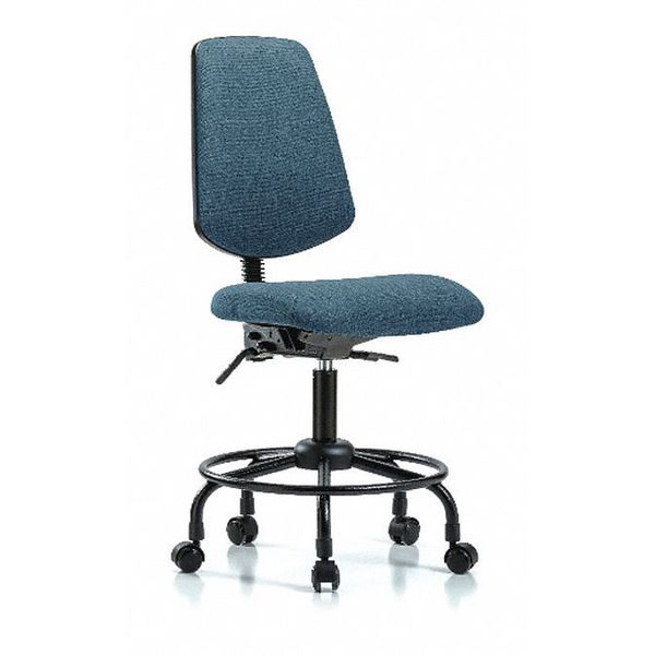 Fab Med Bench Chair, Bk, RT, Cast, Blu, Arm Style: No Arms
