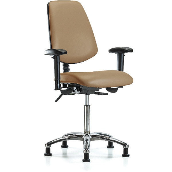 Bench Chair, Vinyl, Med, Bk, Glds, Taupe, Weight Capacity: 300 lb.