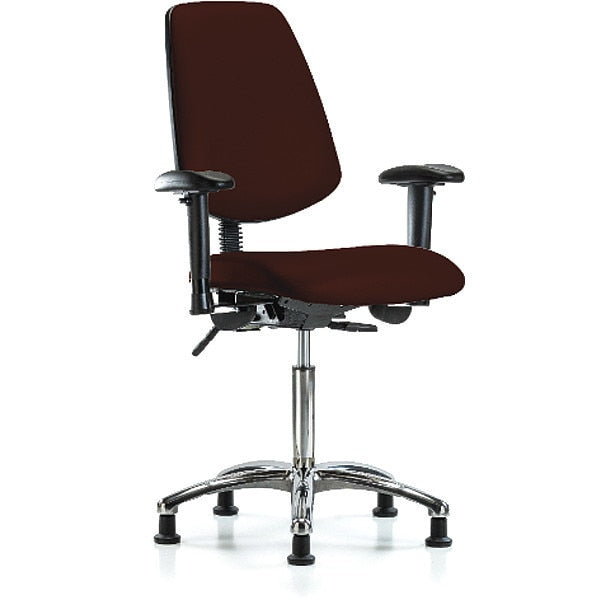 Bench Chair, Vinyl, Med, Bk, Glds, Burg, Weight Capacity: 300 lb.