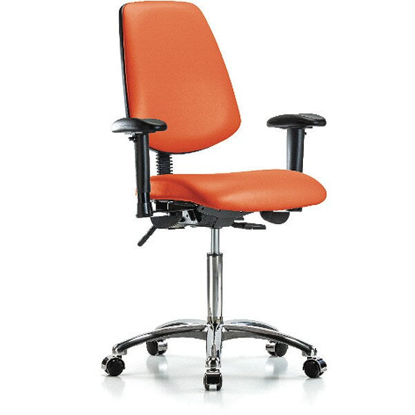 Bench Chair, Vinyl, Med, Bk, Cast, Org