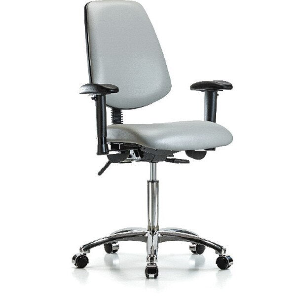 Bench Chair, Vinyl, Med, Bk, Cast, Dov, Seat Height Range: 22