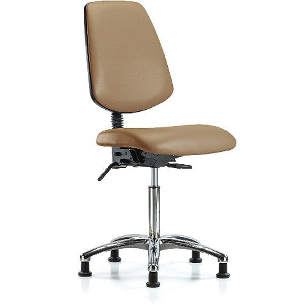 Bench Chair, Vinyl, Med, Bk, Glds, Taupe, Arm Style: No Arms