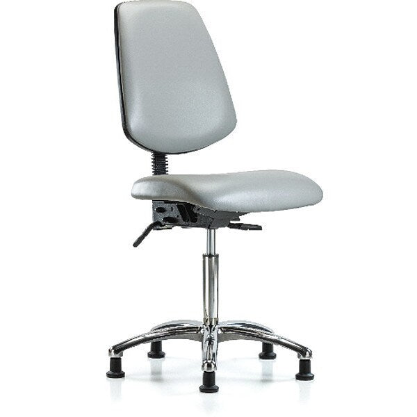 Bench Chair, Vinyl, Med, Bk, Glds, Dov, Arm Style: No Arms