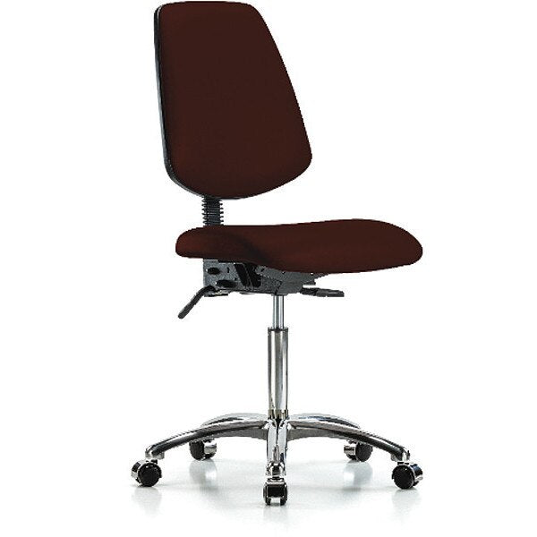 Bench Chair, Vinyl, Med, Bk, Cast, Burg, Weight Capacity: 300 lb.