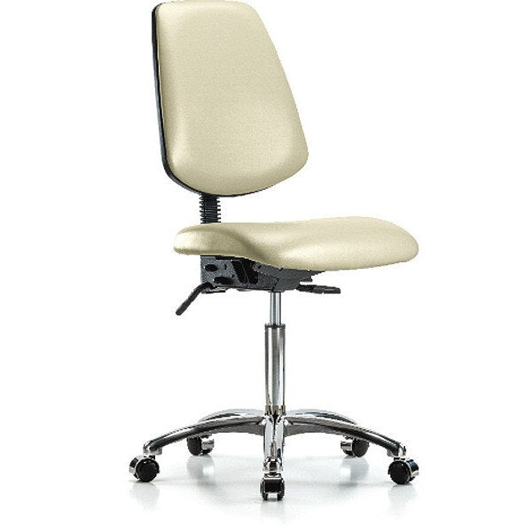 Bench Chair, Vinyl, Med, Bk, Cast, Wht, Weight Capacity: 300 lb.
