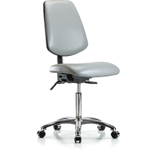Bench Chair, Vinyl, Med, Bk, Cast, Dov, Caster Type: Rolling