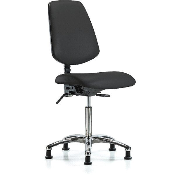 Bench Chair, Vinyl, Med, Bk, Glds, Blk, Arm Style: No Arms